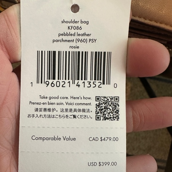 Kate Spade Rosie Parchment Pebbled Leather Shoulder Bag w/ guitar strap & pouch - Picture 6 of 7